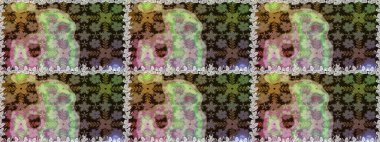 Gri renkli etnik çiçeklerle kusursuz bir desen. Raster Çiçek İllüstrasyonu güzel tekstil..