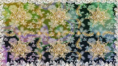 Kusursuz altın desen. Raster oryantal süs. Gri renklerde, altın elementlerle kusursuz desen.