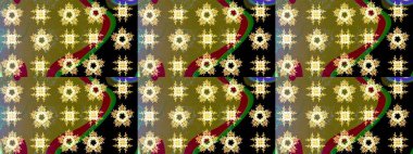 Renkli Yaz Temalı eskiz kalıbı. Düz Çiçek Elementleri Tasarımı. Kahverengi renkli çiçekler. Raster illüstrasyonunda çiçek deseni çizimi.