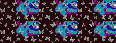 Parlak kelebeğin eskiz geçmişi. Uçan güve ile çok renkli bir arka plan çiz. Kumaş, kağıt ve ambalaj için uygun. Güzel renkli kelebekler kahverengi renklerde kaotik bir şekilde uçarlar. Raster.