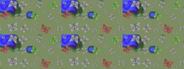 Tarafsız renklerde çizim. Raster. Kıyafetler, erkekler, kızlar ve duvar kağıtları için soyut çizim kalıbı. Kelebekli Raster.