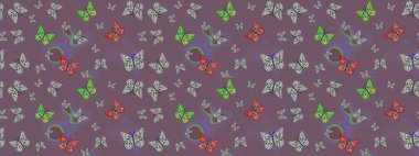 Kahverengi arka planda izole edilmiş web tasarımı için kelebek raster seti. Robot resim. Kelebek.