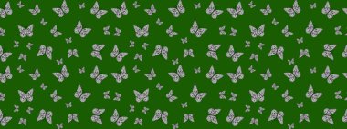 Soyut eskiz arka planı. Yeşil renklerin çizimi. Moda Kumaşı Tasarımı. Raster. Kelebek deseni.