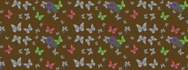 Kağıt, kumaş, ambalaj kağıdı ve duvar kağıdı tasarımı için güzel bir arka plan. Robot resim. Güzel kelebek resimlerini renklendir. Raster illüstrasyonu.