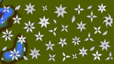 Küçük çiçekteki sevimli çiçek deseni. Yeşil renkli çiçekler. Raster illüstrasyonu.