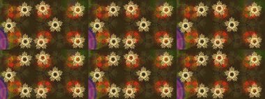 El çizimi Raster çizimi. Çizim çiçek deseni duvar kağıdı, web sitesi arka planı, ambalaj kağıdı, davetiye, broşür, afiş veya web sitesi için kullanılabilir. Parlak elementlerin.