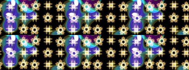 Klasik çiçek tasarımı elementleri. Raster illüstrasyonu. Siyah kıvırcık çiçekler siyah renklerde şekillenir.