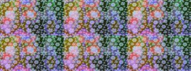 Raster Illustrasyon 'daki Çiçek Deseni' nin son moda çizimi. Düz Çiçek Elementleri Tasarımı. Renkli Yaz Temalı eskiz kalıbı. Tarafsız renklerde çiçekler.