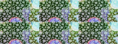 Küçük renkli çiçekler. Küçük çiçekte güzel bir desen. Moda baskıları için zarif bir şablon. Motley illüstrasyonu. Çiçekli bahar çiçekleri.