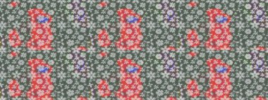 Çiçekli karalama şeklinde Raster çiçek deseni. Yeşil renkli çiçekler. Yumuşak, bahar çiçekli arka plan.