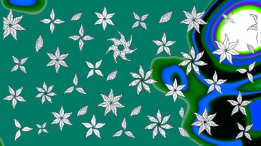 Raster illüstrasyonu. Mavi renkli çiçekler. Küçük çiçekte sevimli çiçek deseni var..