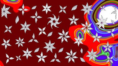 Kumaş desenli papatya çiçeği detayı. Kırmızı renkte çiçekler.