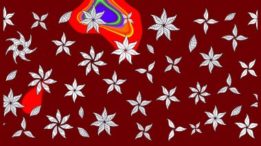 Doodle tarzı. Kırmızı renkte çiçekler. Renkli kırmızı çizim kalıbı. Tekstil ve kapak tasarımı için mükemmel. Elle çizilmiş sonbahar çiçeği deseni..