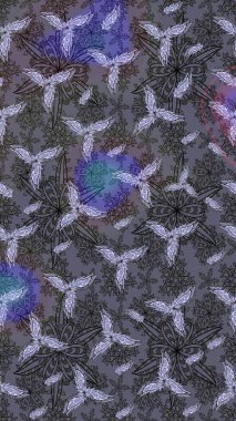 Güzel kumaş deseni. Bahar çiçekleriyle güzel bir çiçek deseni çizmişsin. Raster illüstrasyonu.