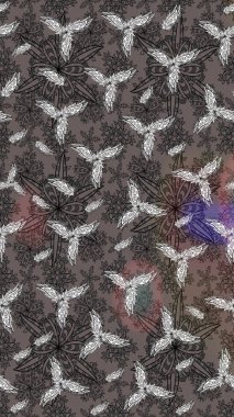 Gri renkli çiçekler. Raster illüstrasyonunda çiçek deseni çizimi.