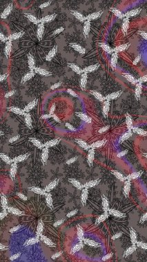 Yumuşak, yaz çiçekli arka plan. Çiçekli karalama şeklinde Raster çiçek deseni. Kahverengi renkte çiçekler.