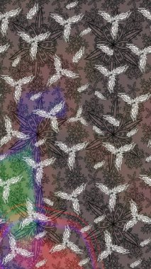 Raster illüstrasyonu. Suluboya tarzında kahverengi renkte. Küçük çiçekli bahar deseni çiz.