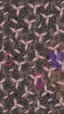 Raster Çiçek İllüstrasyonu 'nun şirin tekstili. Kahverengi renkli etnik çiçeklerle zarif bir eskiz deseni..