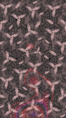 Çizim çiçek deseni duvar kâğıdı olarak kullanılabilir. Raster illüstrasyonu. Kahverengi renkte çiçekler.