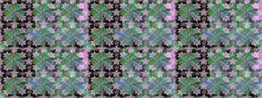 Suluboya çizimi. El çizimi. Çiçeklerle kusursuz desen. Yeşil renkte çiçekler.