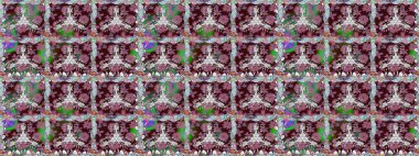 Tekstil tasarımı için geleneksel Raster çiçek buketi kahverengi renkli. Çiçeksiz desenli nakış işlemeli gelincikler ve vadi zambaklarıyla.