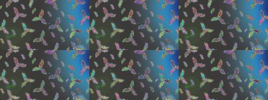 Kar tanelerinin soyut arkaplanlı Noel arkaplanı. Gri, mavi ve yeşil kar taneleri. Noel için tatil tasarımı, yeni yıl moda baskıları. Güzel tasarım. Raster illüstrasyonu.