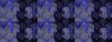 Kusursuz çiçek deseni duvar kâğıdı olarak kullanılabilir. Mavi, gri ve mor renkli çiçekler. Raster illüstrasyonu.