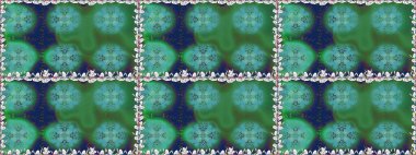 Nazikçe, güzel çiçek arkaplanı. Çiçekli karalama şeklinde Raster çiçek deseni. Yeşil renkte çiçekler.