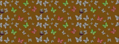 Robot resim. Giysi tasarımı için dekorasyon. Şirin kelebek kahverengi raster deseni.