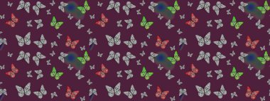 Güve ile Raster Geçmişi. Basit Kadınsı Kart, Davetiye, Yazdırma Kalıbı. Kelebekli yaz arkaplanı kahverengi renkler. Güzel Kelebek Siluetleriyle Moda Dekorasyonu.