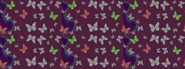 Kelebek desenli kahverengiler. Raster. Kumaş, kağıt, ambalaj kâğıdı ve duvar kağıdı tasarımı için harika bir arka plan. Çizim.
