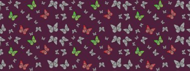 Kumaş, kağıt, ambalaj kâğıdı ve duvar kağıdı tasarımı için hoş bir arka plan. Kahverengi. Kelebeklerle çizim yapın.
