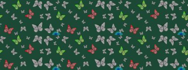 Kelebek görüntüsü. Raster illüstrasyonu. Çiz, çiz, çiz. Basit bir şekilde. Yeşil renkte tropik kelebek çizim deseni.