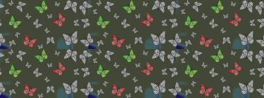 Tekstil ve kumaş için komik kelebek deseni. Kelebek, kanat, neon renkli yaratıcı raster arka plan. Moda tarzı. Kızlar, erkekler, elbiseler, duvar kağıtları için soyut çizim kalıbı.