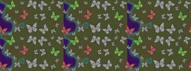 Yeşil lekeli güzel kelebek kumaşı dokusu. Raster illüstrasyonu. Bahar Kelebeği teması. Duvar kağıdı için böcek dokusunun tekrarı.