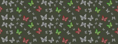 Elle çizilmiş sevimli kız çizimi. Sonsuz. Çizim, karalama, karalama. Tekrarlanan kelebekler. Raster illüstrasyonu.