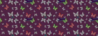 Kelebekli yaz arkaplanı kahverengi renkler. Güzel Kelebek Siluetleriyle Moda Dekorasyonu. Güve ile Raster Geçmişi. Kart, Davetiye ve Yazdırma İçin Basit Kadınsal Desen.