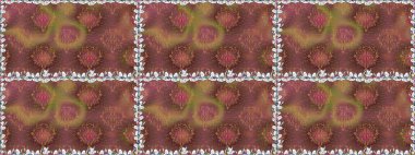 Raster illüstrasyonu. Eski usul. Kusursuz bir geçmişi var. Tomurcukları çiçek olan sevimli bir çiçek deseni. Raster. Kumaş, tekstil ve duvar kağıdı baskısı için..