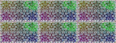 Raster Çiçek İllüstrasyonu 'nun şirin tekstili. Gri renkli etnik çiçeklerle kusursuz bir desen..