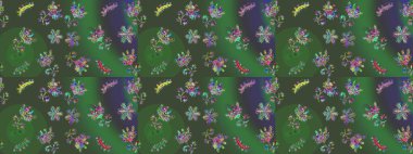 Kusursuz çiçek deseni. Raster illüstrasyonu. Asya tekstil tarzında. Güzel kumaş deseni. Renkli Bahar Temalı Kusursuz Arkaplan. Düz Çiçek Elementleri Tasarımı.