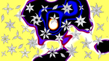 Renkli Bahar Teması eskiz kalıbı. Güzel çiçek deseni. Sarı renkli çiçekler. Düz Çiçek Elementleri Tasarımı.