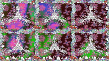 Raster suluboya çiçek deseni, narin çiçekler, kahverengi çiçekler, tebrik kartı şablonu. Güzel kumaş deseni.