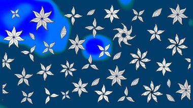 Çiçekli eskiz çizimi. Mavi renkli çiçekler. Düz Çiçek Elementleri Tasarımı. Renkli Yaz Teması çizim şablonu.