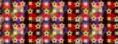 Raster illüstrasyonu. Renkler. Noel ve yeni yıl moda baskıları için tatil tasarımı. Kar tanelerinin soyut arkaplanlı Noel şablonu. Kahverengi, kırmızı ve bej kar taneleri.