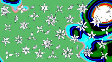 Renkli Bahar Teması eskiz kalıbı. Düz Çiçek Elementleri Tasarımı. Raster illüstrasyonu. Chichi 'nin kumaş kalıbını çiz. Çiçek deseni.