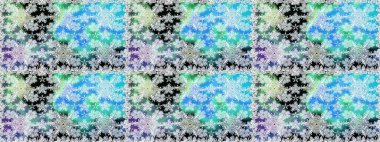 Çok mavi, zarif küçük çiçekler ve mavi renkli komik böcekler, raster desen, illüstrasyon.