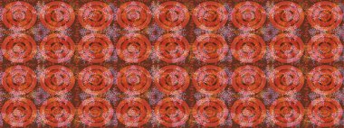 Raster illüstrasyonu. Turuncu, kahverengi ve pembe renkler. Noel ve yeni yıl moda baskıları için tatil tasarımı. Kar tanelerinin soyut arkaplanlı Noel deseni.