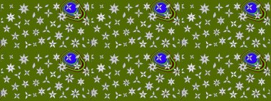 Raster çiçek desenli çiçek deseni, yapraklar, dekoratif elementler, sıçrama, lekeler, el çizimi kontur çizgileri ve Doodle çizim stili, grafik raster çizim çizimi.