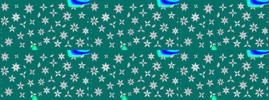 Kumaş desenli papatya çiçeği detayı. Mavi renkte çiçekler.