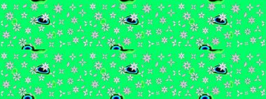 Raster illüstrasyonundaki çiçek desenli çizim. Renkli Bahar Teması eskiz kalıbı. Güzel kumaş deseni. Düz Çiçek Elementleri Tasarımı.